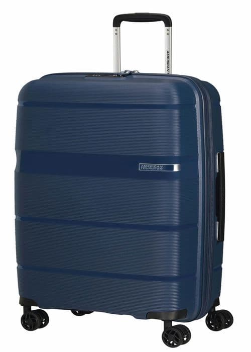 Hardside resväska - American Tourister - Linex Spinner - 66 cm - Mörkblå - TSA-lås