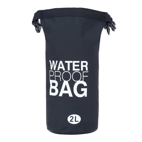 Dondon - W-BAG01-schwarz-2-n - Dry Bag Vattentät väska 2l, 5l, 10l, 15l, 20l, 30l med axelrem - Svart 2 Liter