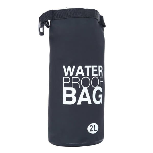 Dondon - W-BAG01-schwarz-2-n - Dry Bag Vattentät väska 2l, 5l, 10l, 15l, 20l, 30l med axelrem - Svart 2 Liter