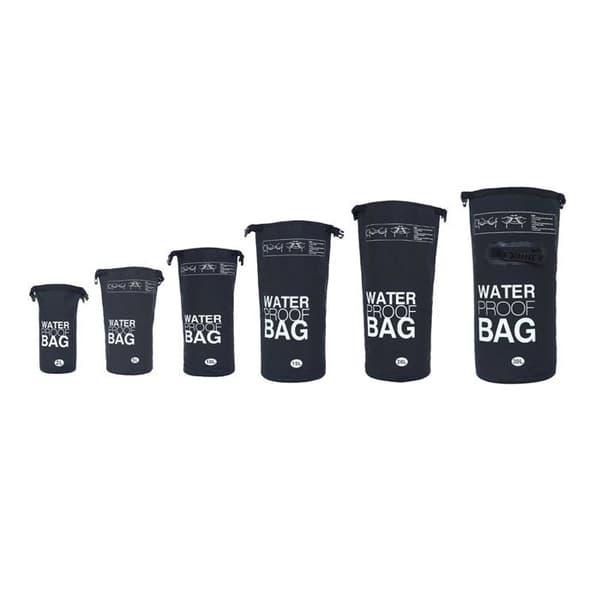 Dondon - W-BAG01-schwarz-2-n - Dry Bag Vattentät väska 2l, 5l, 10l, 15l, 20l, 30l med axelrem - Svart 2 Liter
