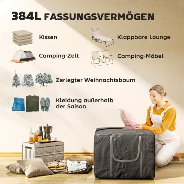 Opbevaringspose, 600D Oxford, 80x80x60 cm, Sort