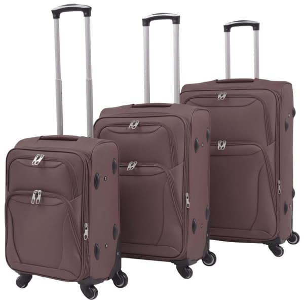 Resväskor 3 st kaffebrun soft case