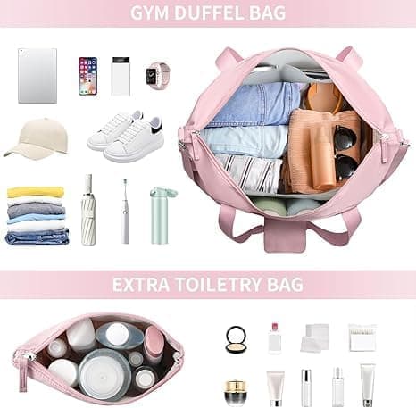 2 stk håndbagage/stor sportstaske med USB-opladning – kuffert med skoafdeling | Gymnastiktaske til mænd og kvinder | Vandtæt lomme