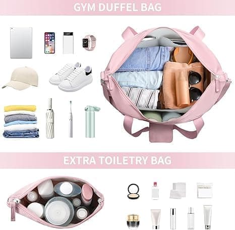 2 stk håndbagage/stor sportstaske med USB-opladning – kuffert med skoafdeling | Gymnastiktaske til mænd og kvinder | Vandtæt lomme