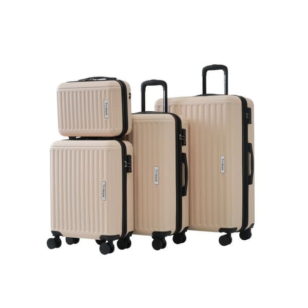 Hård resväska, handbagage med 4 hjul, ABS-material, TSA-lås, 70*47*30, beige