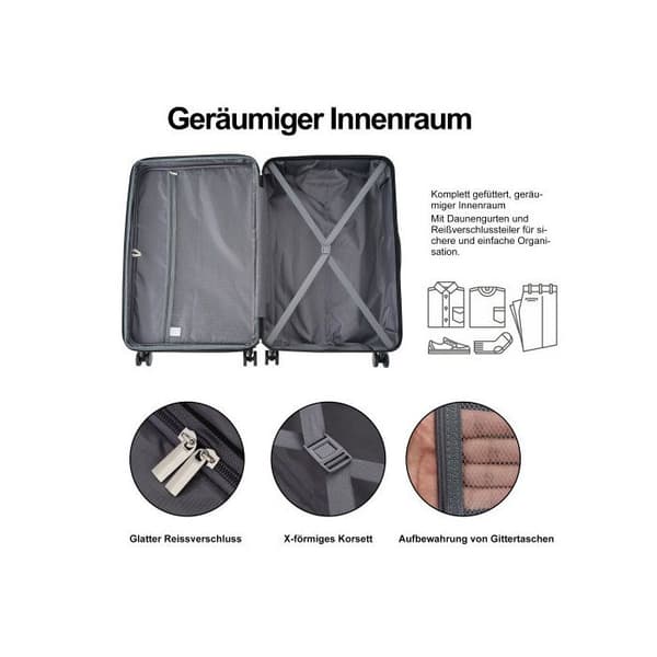 Hård resväska, handbagage med 4 hjul, ABS-material, TSA-lås, 70*47*30, beige