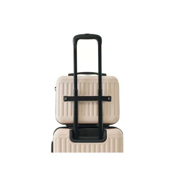 Set av resväskor, S-M-L-XL-set, väska med toalettartiklar, handbagage med 4 hjul, ABS-material, TSA-gränsskydd beige