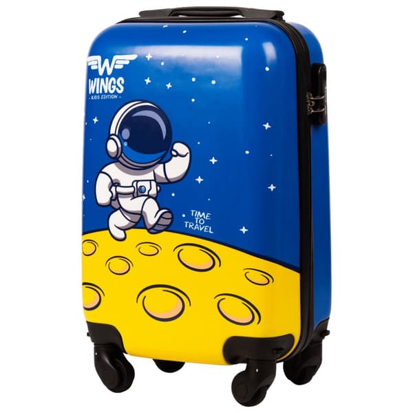 Barnväska med hytt, hårda vingar, blå, astronaut, XS 18"