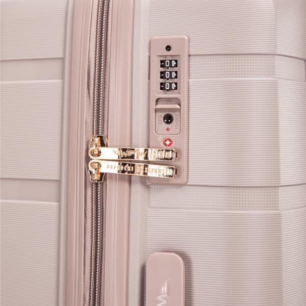 Wings Premium 3-delat bagageset - Beige, slitstark polypropylen med säkert lås
