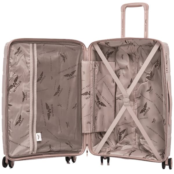 Wings Premium 3-delat bagageset - Beige, slitstark polypropylen med säkert lås