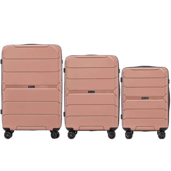 PP06 SPARROW, Set med 3 POLYPROPYLEN-resväskor (L,M,S) Vingar, ROSÉGULD