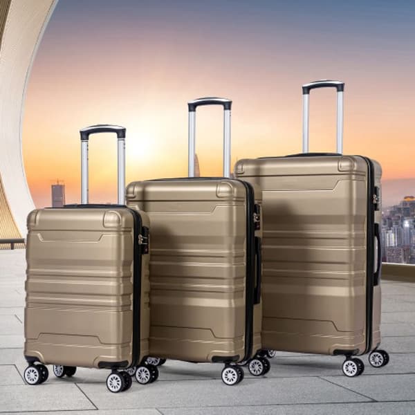 Hård handbagage, resväska med TSA-lås och universell hjul, utvidgbar, sidhandtag, set om 3 delar.