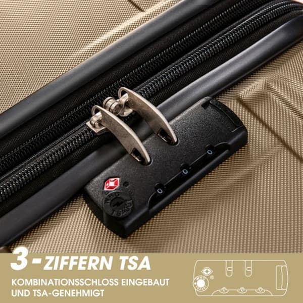 Hård handbagage, resväska med TSA-lås och universell hjul, utvidgbar, sidhandtag, set om 3 delar.