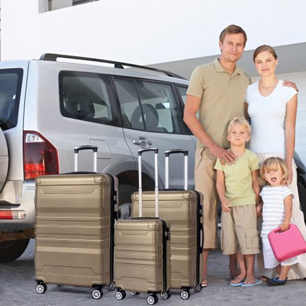 Hård handbagage, resväska med TSA-lås och universell hjul, utvidgbar, sidhandtag, set om 3 delar.