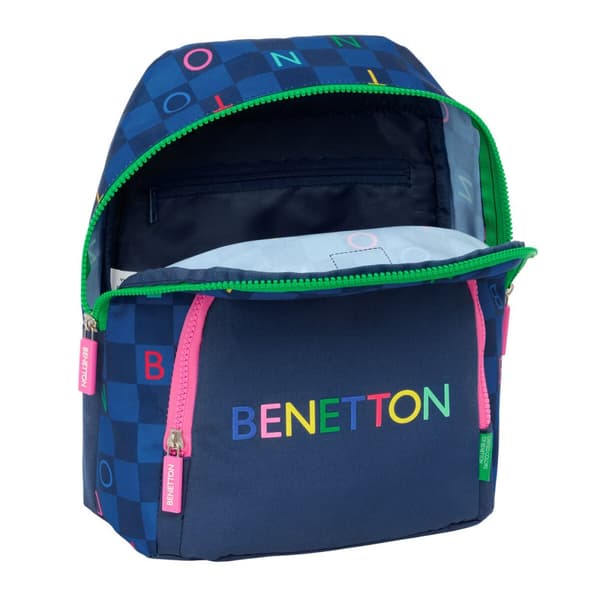 Rygsæk Benetton Damero Marineblå 25 x 30 x 13 cm