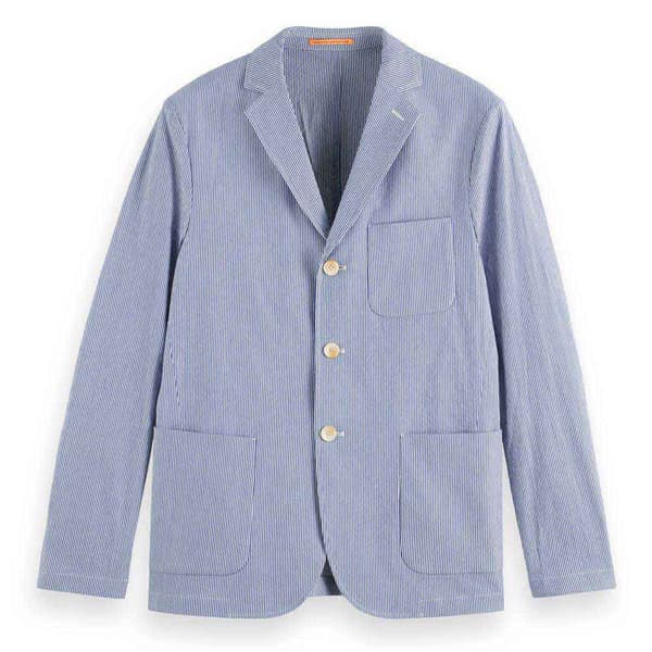 Scotch & Soda Blazer Unconstructed Seersucker Blå M Man