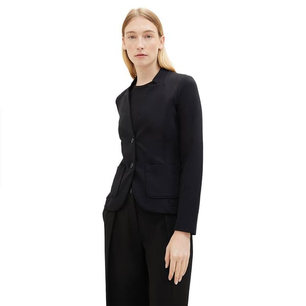 Tom Tailor 1038703 Ottoman Structure Blazer Sort S Kvinde