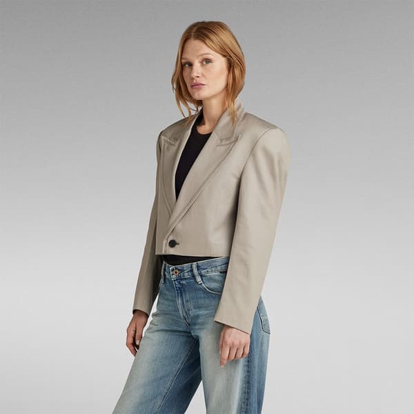G-star Cropped Blazer Beige XS Kvinde
