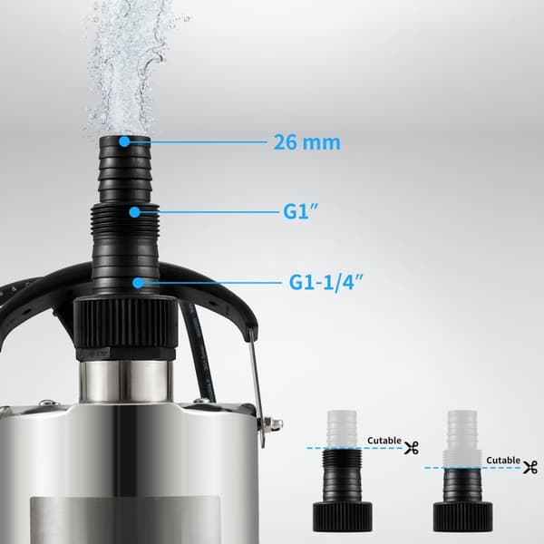 550W/0,75HP 158 L/min 7,5m lyft dränkbar vattenpump med flottörbrytare, 10m nätsladd, slitstark