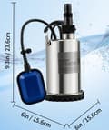 Miniatyrbild 9 av 9: 550W/0,75HP 158 L/min 7,5m lyft dränkbar vattenpump med flottörbrytare, 10m nätsladd, slitstark