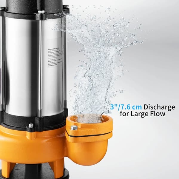 2200W/3HP 1000L/min 18m lyft dränkbar vattenpump med flottörbrytare, 10m nätsladd, slitstark