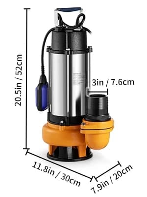 2200W/3HP 1000L/min 18m lyft dränkbar vattenpump med flottörbrytare, 10m nätsladd, slitstark