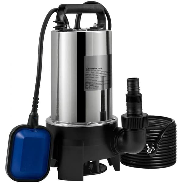 1100W/1,5HP 333 L/min 9m lyft dränkbar vattenpump med flottörbrytare, 10m nätsladd, slitstark