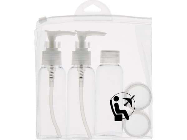 Air Travel Size Bottle Set (Clear) - Perfect for Hand Luggage Liquids - Airport Security Approved Clear Plastic Bag Included