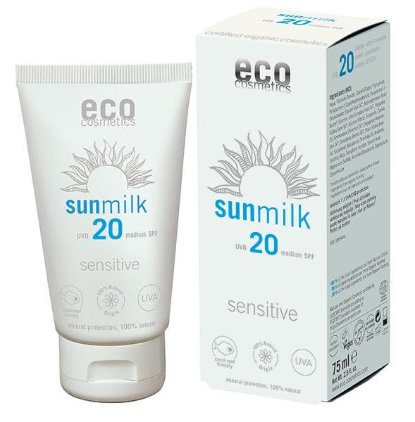 Eco Cosmetics Sunmilk sensitive ekologiskt solskydd 20 SPF 75ml