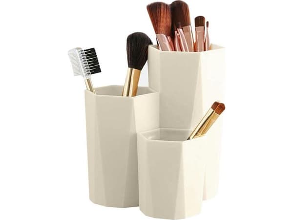 Aptel AG605E ORGANIZER FOR COSMETICS BRUSHES CONTAINER 3 COMPARTMENTS white