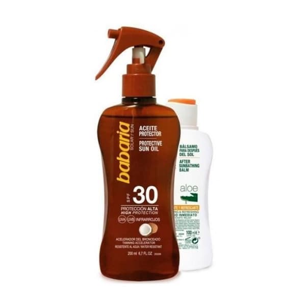 BABARIA ACEITE PROTECTOR SOLAR COCONUT SPF30 200ML + AFTER SUN Aloe 100ML