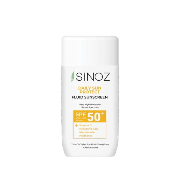 Sinoz Daily Sun Protect Fluid aurinkovoide SPF50+ / PA++++ 50 ml - Kevyt neste päivittäiseen suojaamiseen haitallista UV-säteilyä vastaan.