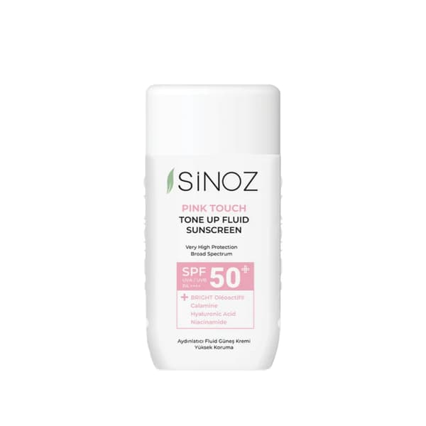 Sinoz Pink Touch Tone Up Fluid Sunscreen SPF50+ / PA++++ 50 ml - Solskyddsmedel som jämnar ut hudtonen