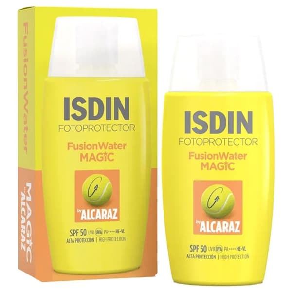 Ansiktssolkräm - ISDIN - Fusion Water MAGIC Alcaraz - SPF 50 - Ultralätt konsistens - 50 ml