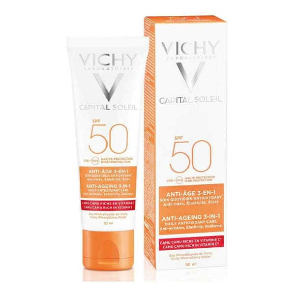 Solcreme til ansigtet Vichy VCH00115 Spf 50 3-i-1 Anti-Age