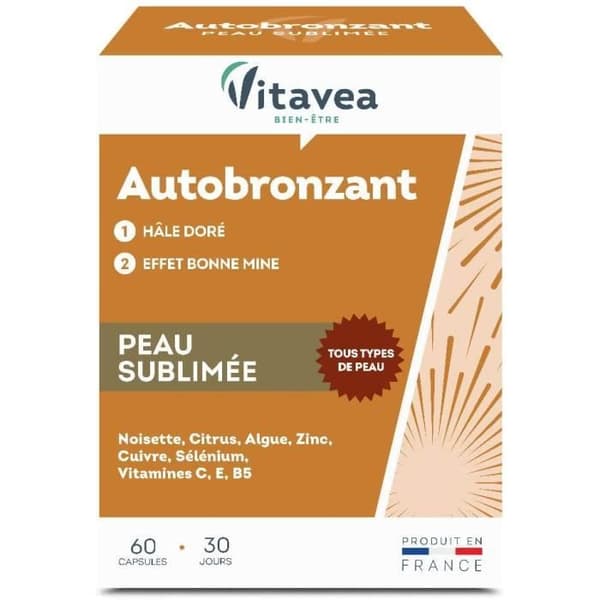 Optima Autobronzant Hale Doré och Luminous Tint utan Sol exponering produkt i Frankrike 60 Kapslar Vitavea 899