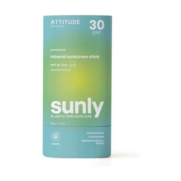 ATTITUDE - Solkräm i stick utan parfym Sunly 30 SPF 60 g kräm