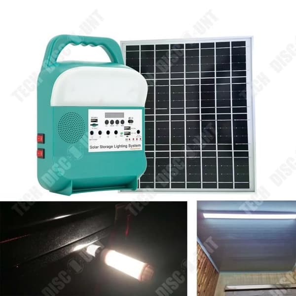 TD® 12V Solar Power Bank TV Laddning LED-belysning Bluetooth-anslutning Ljud Solar Power System Solar Laddare