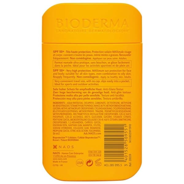 Bioderma Photoderm Max Aquafluide Solkräm för Känslig Hud SPF50+ Förpackning 30ml