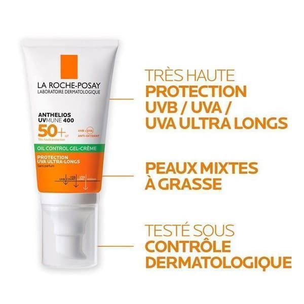 La Roche Posay - Anthelios Gel-Crème Solskydd för Ansikte Anti-klåda - fet och känslig hud - SPF50+ - 50ml