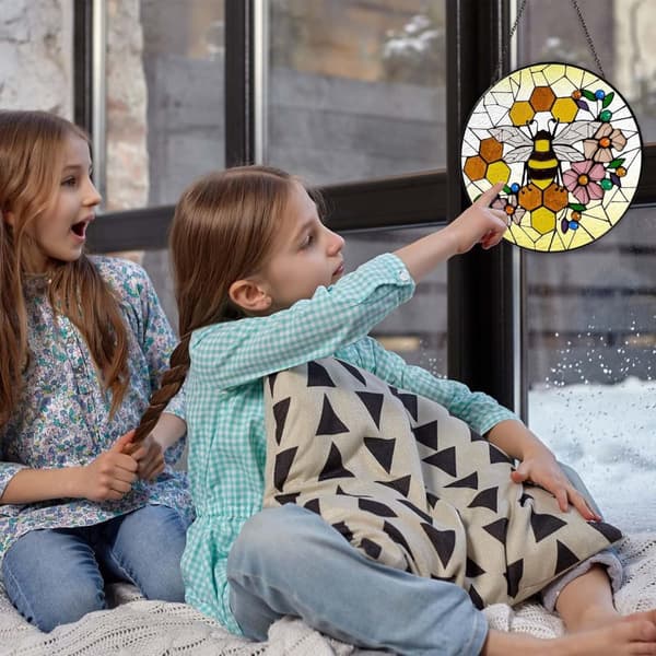 OBOSOE aurinkokeräinikkuna 20cm – riippuva mehiläinen aurinkoa heijastava mosaiikkilasikoriste kotiin ja puutarhaan