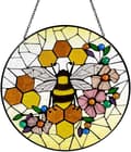 Pikkukuva 1 / 8: OBOSOE aurinkokeräinikkuna 20cm – riippuva mehiläinen aurinkoa heijastava mosaiikkilasikoriste kotiin ja puutarhaan