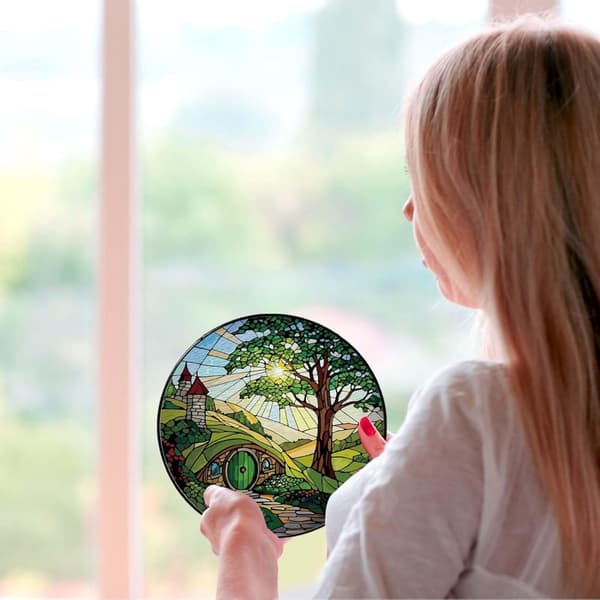 OBOSOE aurinkokeräinikkuna 20cm – riippuva aurinkoa heijastava mosaiikkilasikoriste kotiin ja puutarhaan
