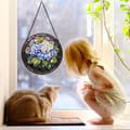 Miniatyrbild 3 av 6: Bomclap Fönsterdekoration i färgat glas – Hortensia Solfångare, Glaspanel med Diamanteffekt – Present till Kvinnor, Män, Fru, Moster och Mamma