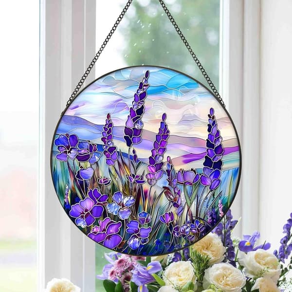 Bomclap Lavendel Bly Glas Fang Stearinlys - 16cm Texas Bluebell Vægdekoration, Gave til Kvinder