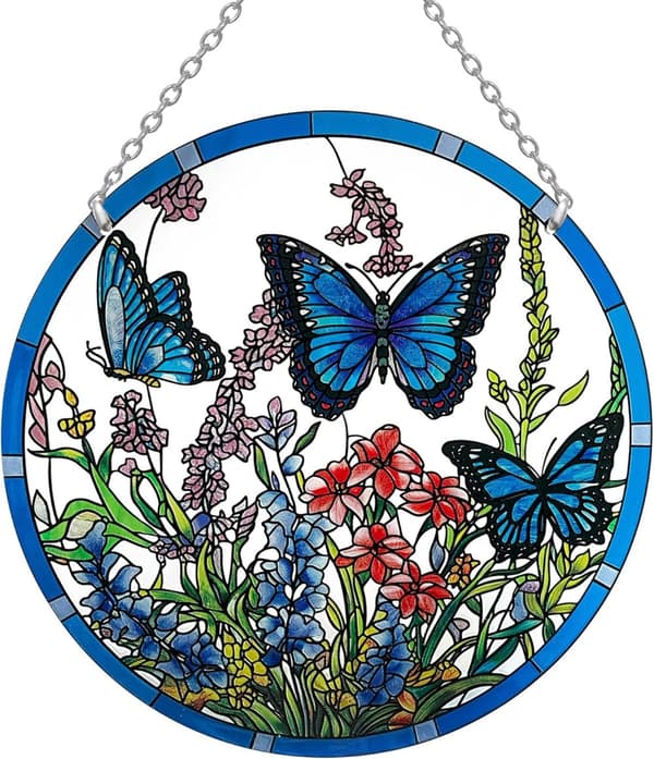 Bomclap Butterfly lyijylasia aurinkokeräin - 16 cm ikkunakoriste koukulla, lahja äidille