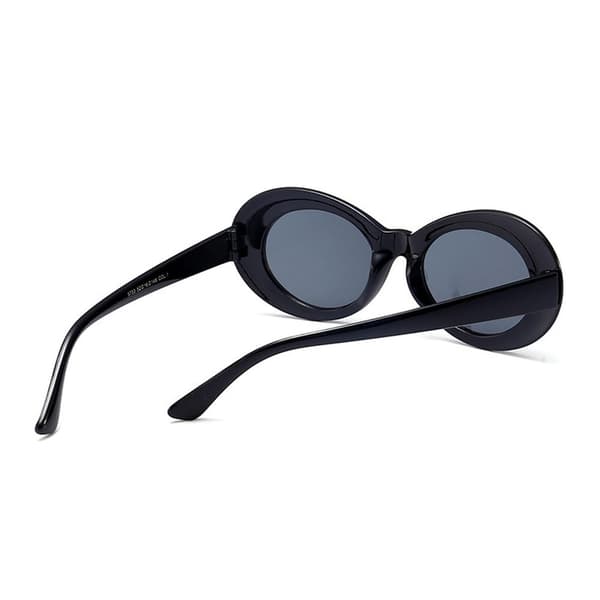 Svarta Stora Runda Retro Solglasögon Svart Glas