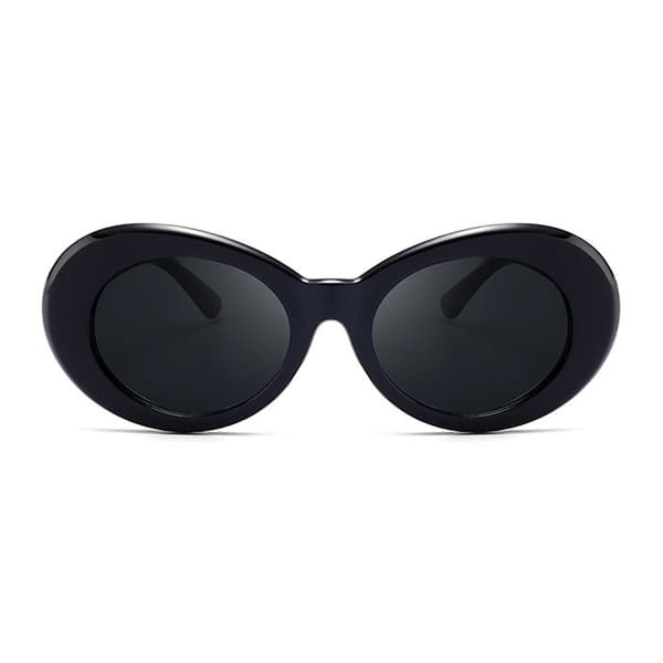 Svarta Stora Runda Retro Solglasögon Svart Glas