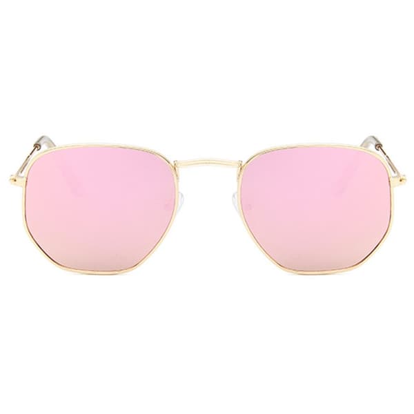 Runda Solglasögon Guld Rosa Spegelglas