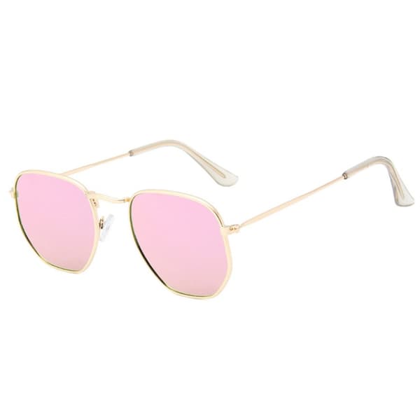 Runda Solglasögon Guld Rosa Spegelglas